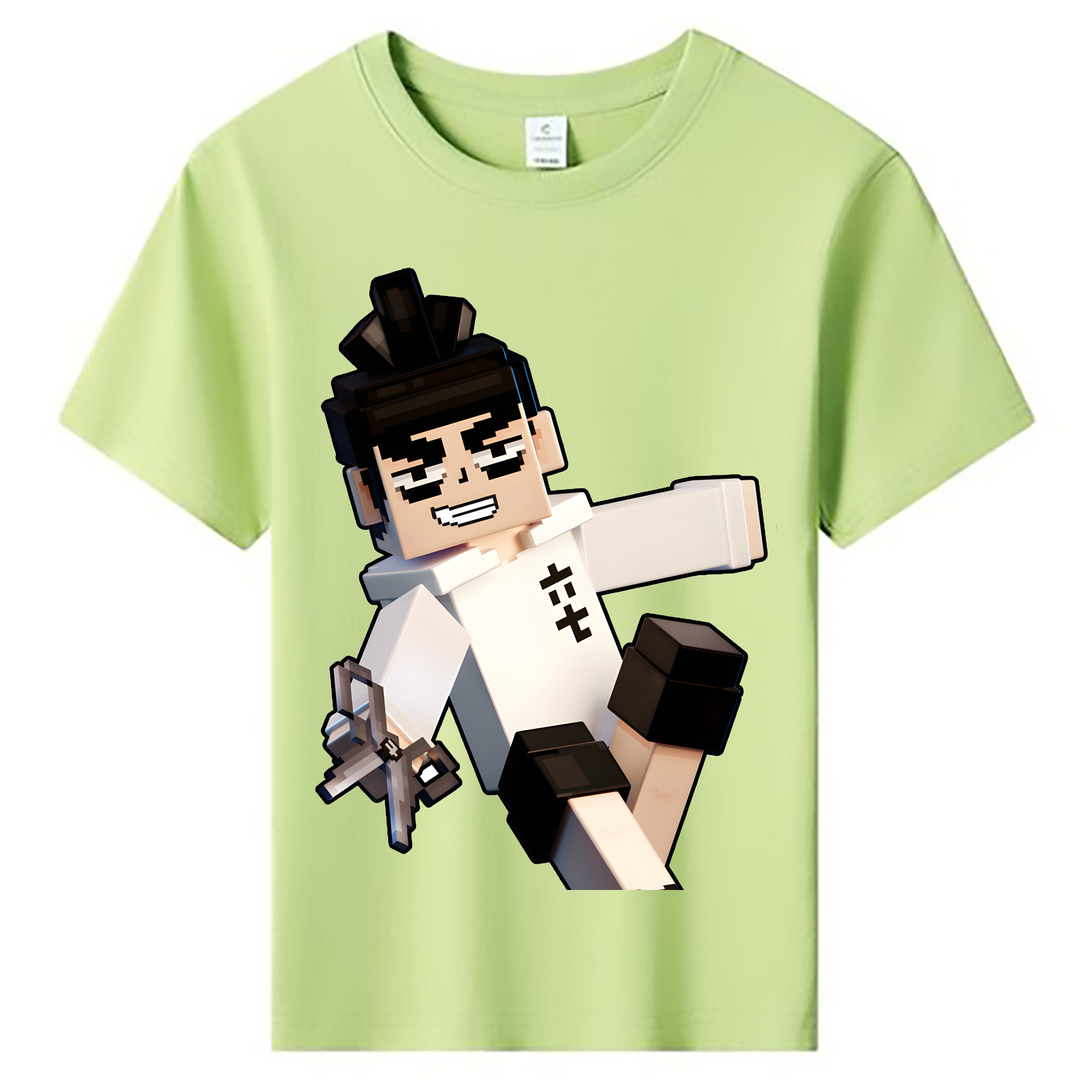 （画像用） マインクラフト ブロックの世界 Minecraft MC Block world 綿100％キッズTシャツ（フロントプリント）